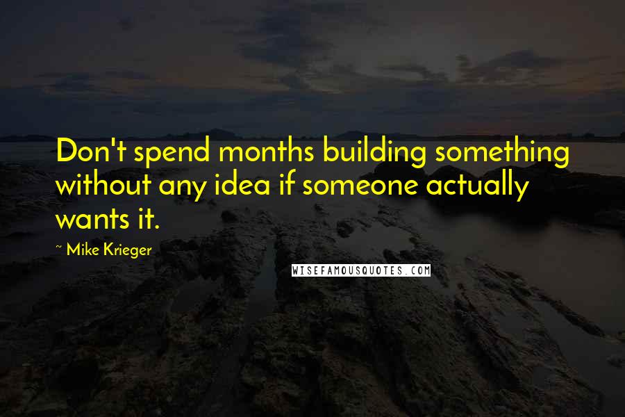 Mike Krieger Quotes: Don't spend months building something without any idea if someone actually wants it.