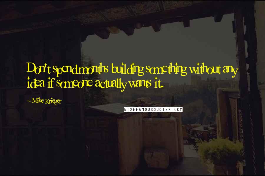 Mike Krieger Quotes: Don't spend months building something without any idea if someone actually wants it.
