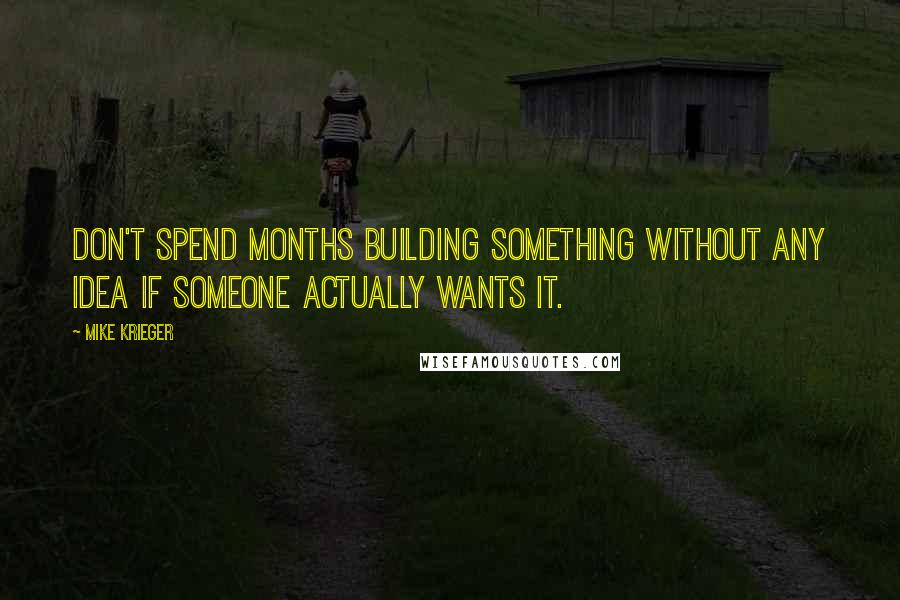 Mike Krieger Quotes: Don't spend months building something without any idea if someone actually wants it.