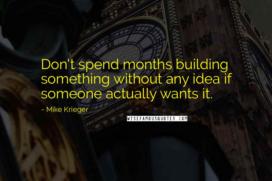 Mike Krieger Quotes: Don't spend months building something without any idea if someone actually wants it.