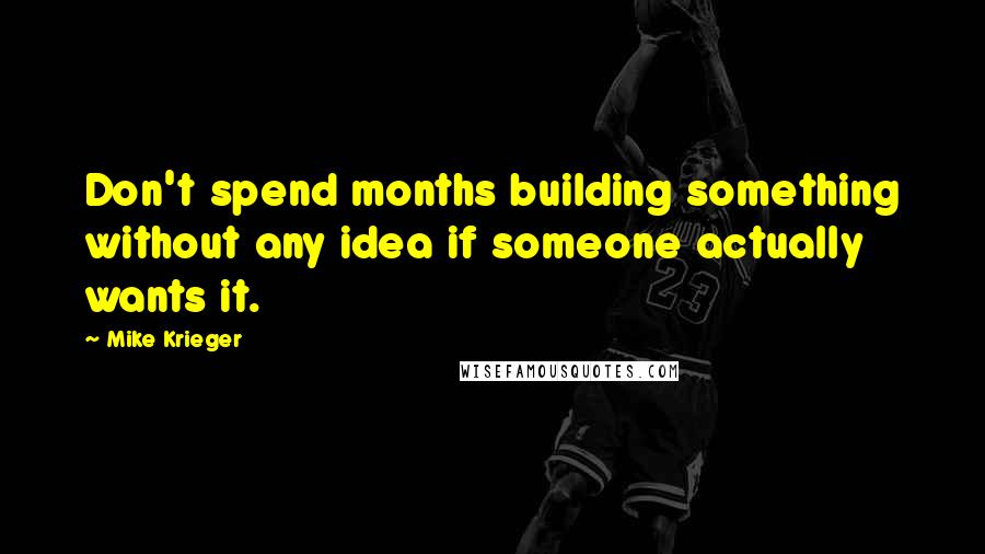 Mike Krieger Quotes: Don't spend months building something without any idea if someone actually wants it.