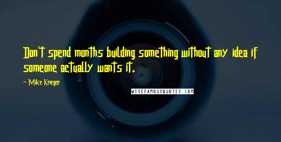 Mike Krieger Quotes: Don't spend months building something without any idea if someone actually wants it.