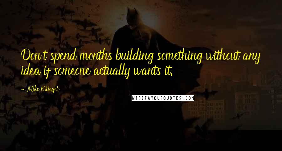 Mike Krieger Quotes: Don't spend months building something without any idea if someone actually wants it.