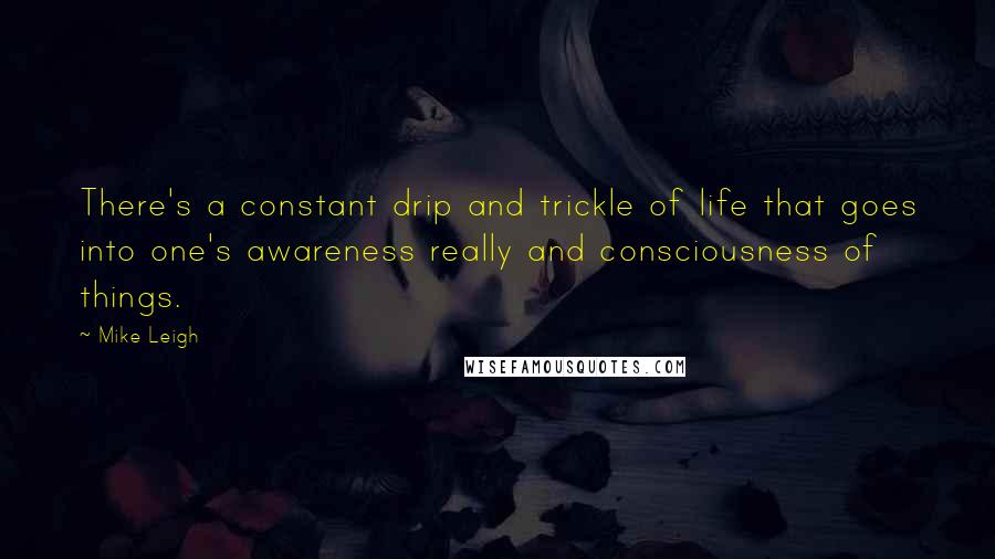 Mike Leigh Quotes: There's a constant drip and trickle of life that goes into one's awareness really and consciousness of things.