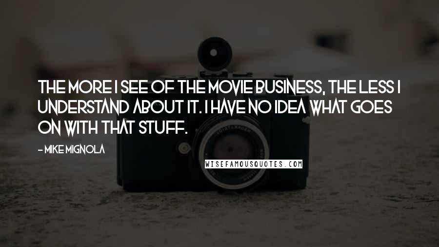 Mike Mignola Quotes: The more I see of the movie business, the less I understand about it. I have no idea what goes on with that stuff.