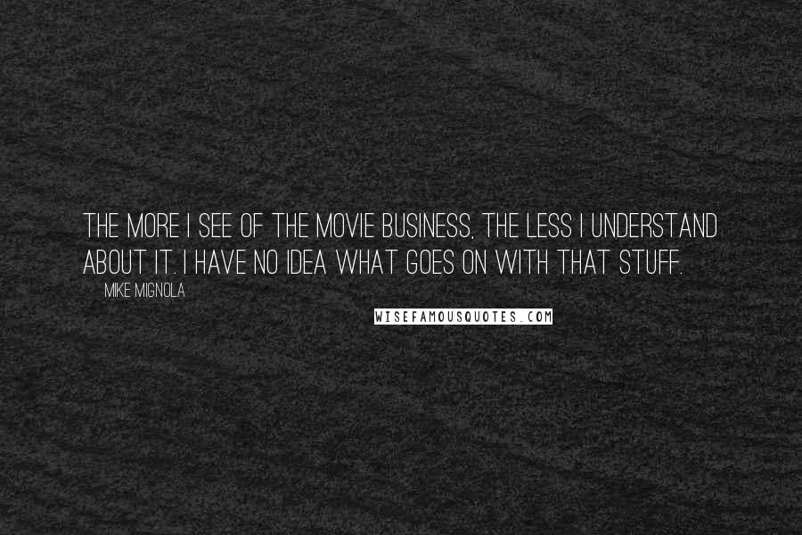 Mike Mignola Quotes: The more I see of the movie business, the less I understand about it. I have no idea what goes on with that stuff.