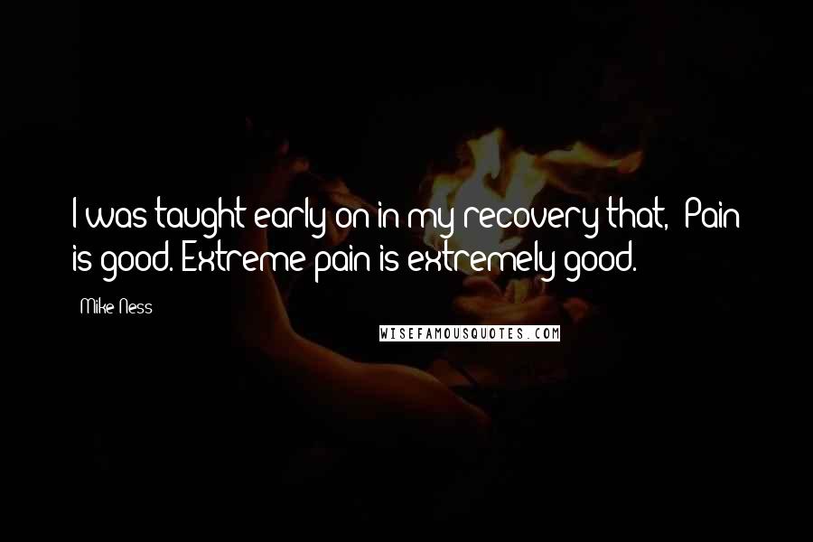 Mike Ness Quotes: I was taught early on in my recovery that, 'Pain is good. Extreme pain is extremely good.'