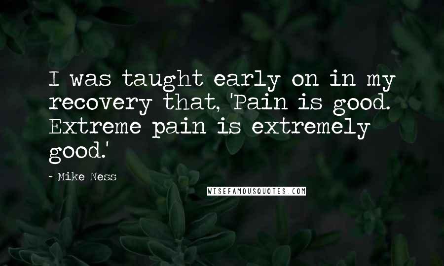 Mike Ness Quotes: I was taught early on in my recovery that, 'Pain is good. Extreme pain is extremely good.'