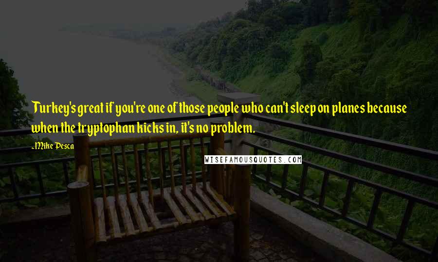 Mike Pesca Quotes: Turkey's great if you're one of those people who can't sleep on planes because when the tryptophan kicks in, it's no problem.