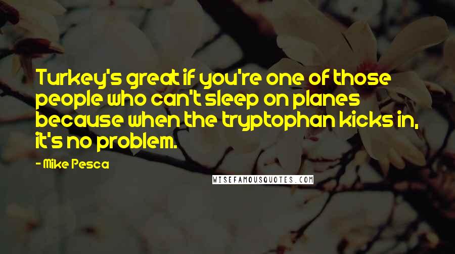 Mike Pesca Quotes: Turkey's great if you're one of those people who can't sleep on planes because when the tryptophan kicks in, it's no problem.