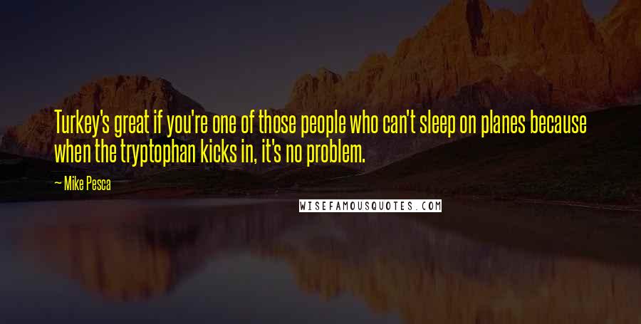 Mike Pesca Quotes: Turkey's great if you're one of those people who can't sleep on planes because when the tryptophan kicks in, it's no problem.