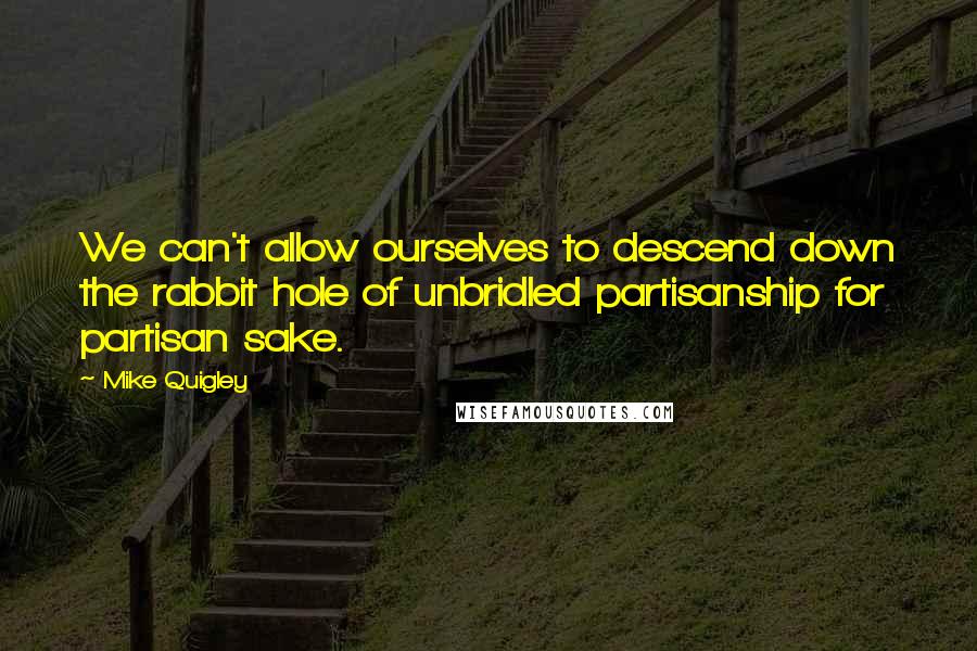 Mike Quigley Quotes: We can't allow ourselves to descend down the rabbit hole of unbridled partisanship for partisan sake.