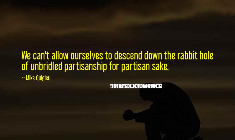 Mike Quigley Quotes: We can't allow ourselves to descend down the rabbit hole of unbridled partisanship for partisan sake.