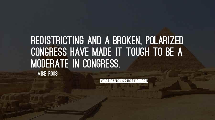Mike Ross Quotes: Redistricting and a broken, polarized Congress have made it tough to be a moderate in Congress.
