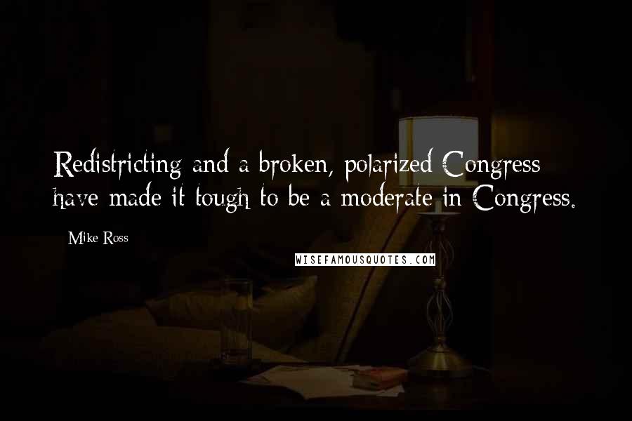 Mike Ross Quotes: Redistricting and a broken, polarized Congress have made it tough to be a moderate in Congress.