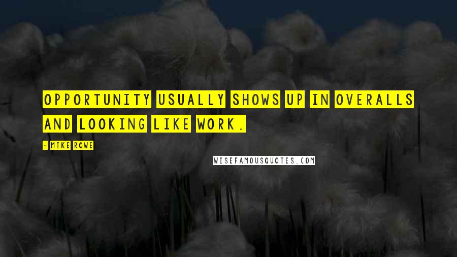 Mike Rowe Quotes: Opportunity usually shows up in overalls and looking like work.