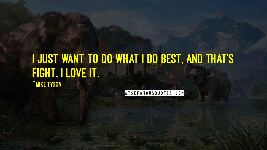 Mike Tyson Quotes: I just want to do what I do best, and that's fight. I love it.
