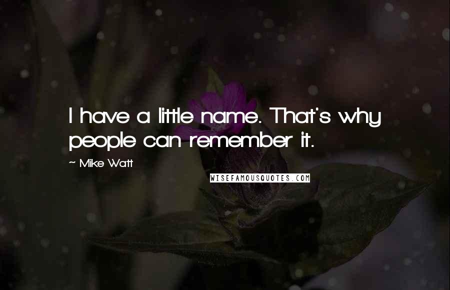 Mike Watt Quotes: I have a little name. That's why people can remember it.