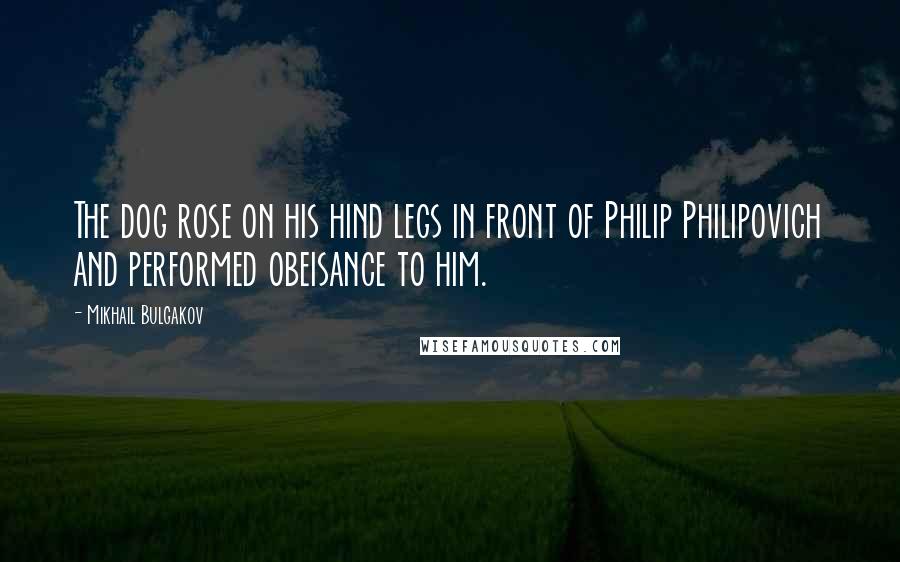 Mikhail Bulgakov Quotes: The dog rose on his hind legs in front of Philip Philipovich and performed obeisance to him.