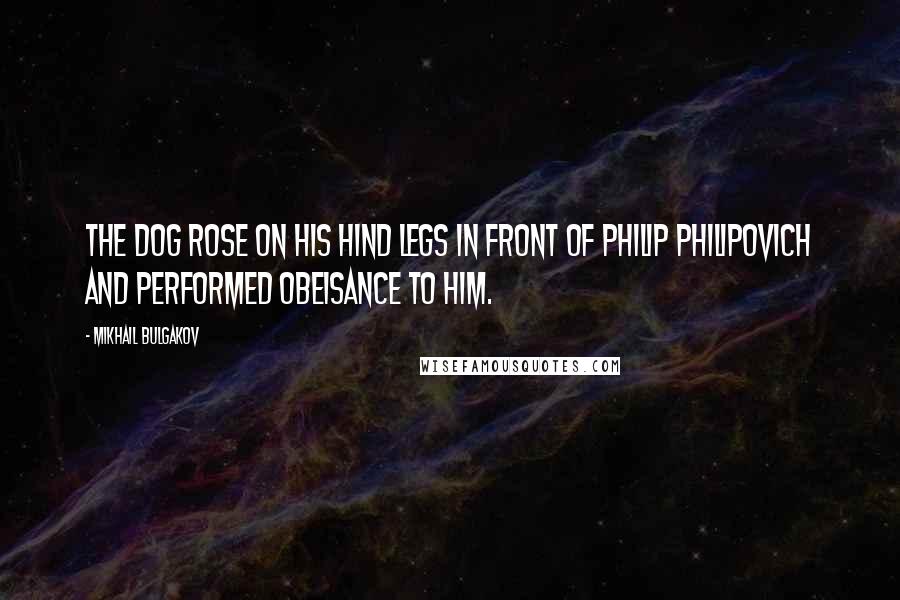 Mikhail Bulgakov Quotes: The dog rose on his hind legs in front of Philip Philipovich and performed obeisance to him.