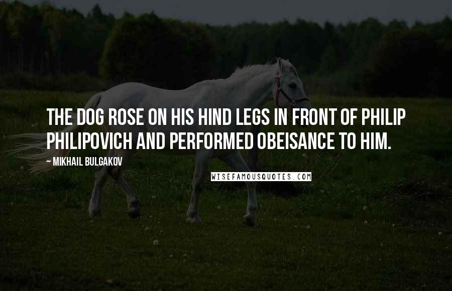 Mikhail Bulgakov Quotes: The dog rose on his hind legs in front of Philip Philipovich and performed obeisance to him.
