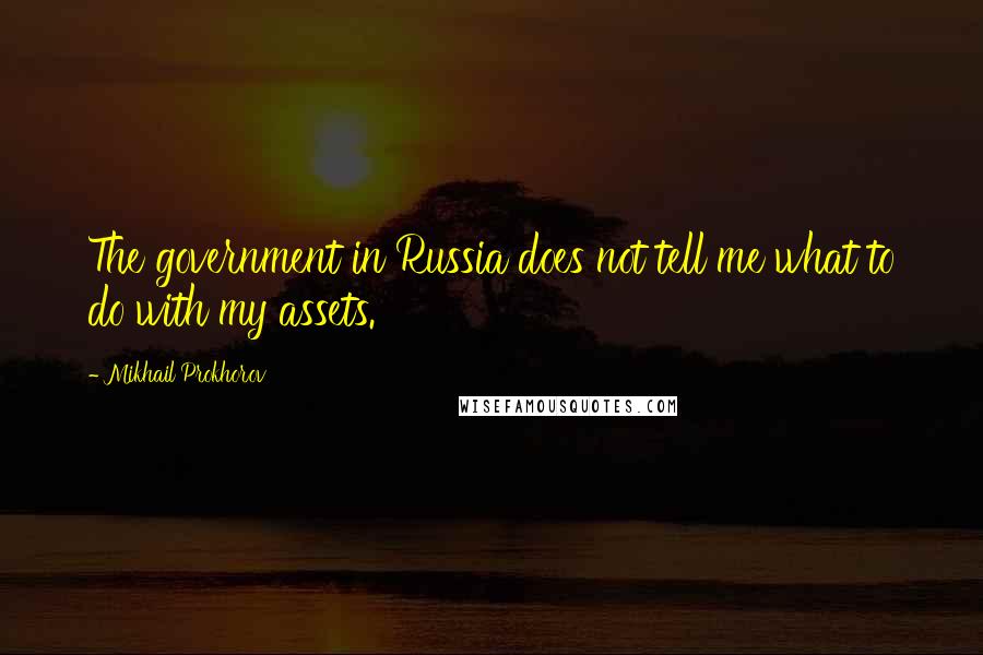 Mikhail Prokhorov Quotes: The government in Russia does not tell me what to do with my assets.