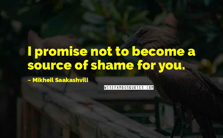 Mikheil Saakashvili Quotes: I promise not to become a source of shame for you.