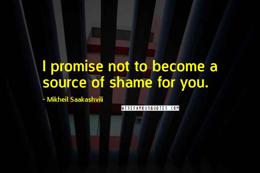 Mikheil Saakashvili Quotes: I promise not to become a source of shame for you.