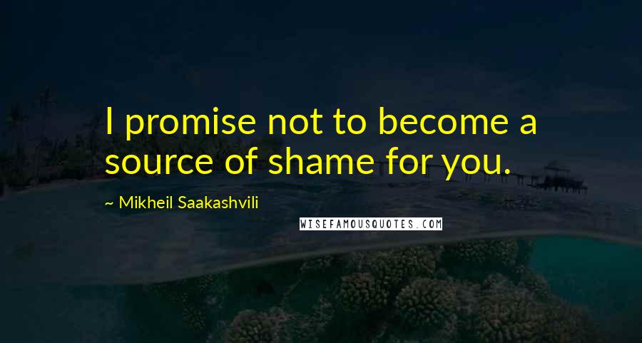 Mikheil Saakashvili Quotes: I promise not to become a source of shame for you.