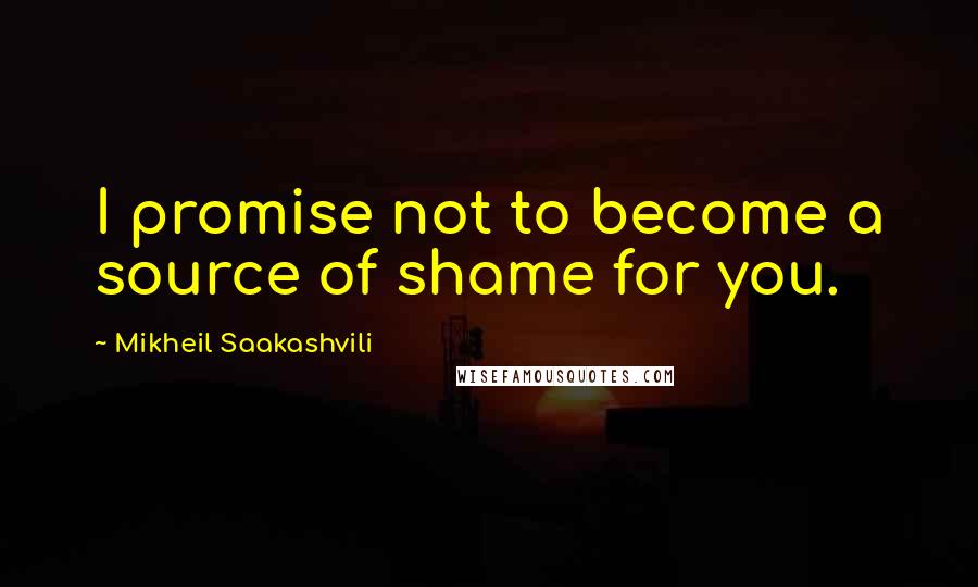 Mikheil Saakashvili Quotes: I promise not to become a source of shame for you.