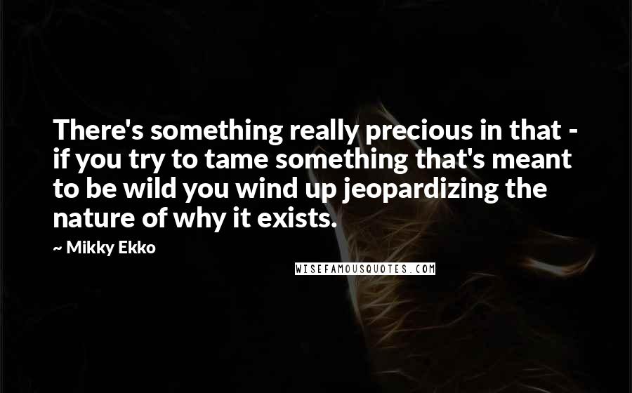 Mikky Ekko Quotes: There's something really precious in that - if you try to tame something that's meant to be wild you wind up jeopardizing the nature of why it exists.