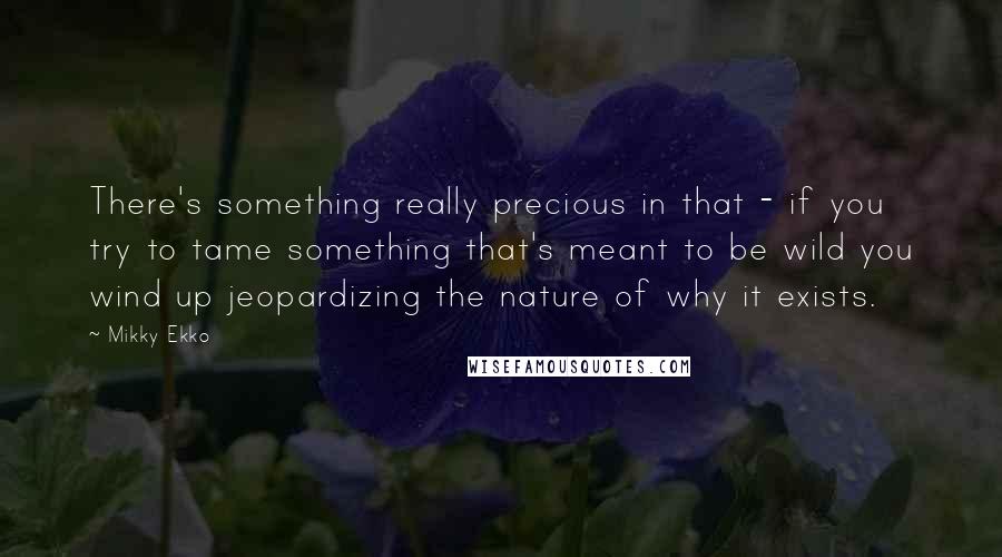 Mikky Ekko Quotes: There's something really precious in that - if you try to tame something that's meant to be wild you wind up jeopardizing the nature of why it exists.