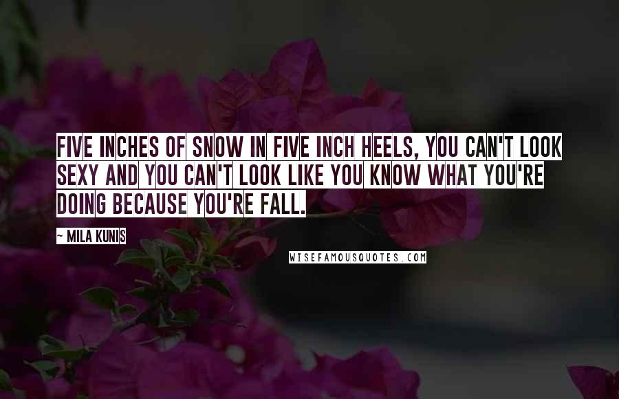 Mila Kunis Quotes: Five inches of snow in five inch heels, you can't look sexy and you can't look like you know what you're doing because you're fall.