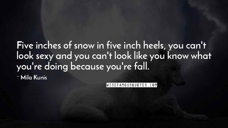 Mila Kunis Quotes: Five inches of snow in five inch heels, you can't look sexy and you can't look like you know what you're doing because you're fall.