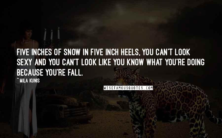 Mila Kunis Quotes: Five inches of snow in five inch heels, you can't look sexy and you can't look like you know what you're doing because you're fall.