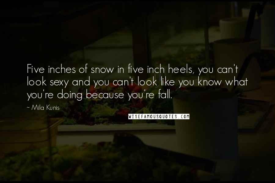 Mila Kunis Quotes: Five inches of snow in five inch heels, you can't look sexy and you can't look like you know what you're doing because you're fall.