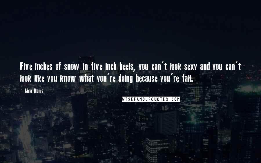 Mila Kunis Quotes: Five inches of snow in five inch heels, you can't look sexy and you can't look like you know what you're doing because you're fall.