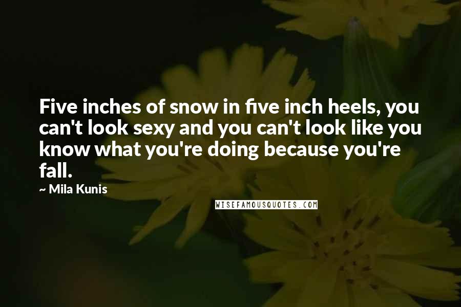 Mila Kunis Quotes: Five inches of snow in five inch heels, you can't look sexy and you can't look like you know what you're doing because you're fall.