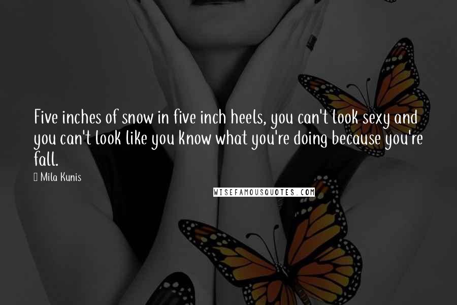 Mila Kunis Quotes: Five inches of snow in five inch heels, you can't look sexy and you can't look like you know what you're doing because you're fall.