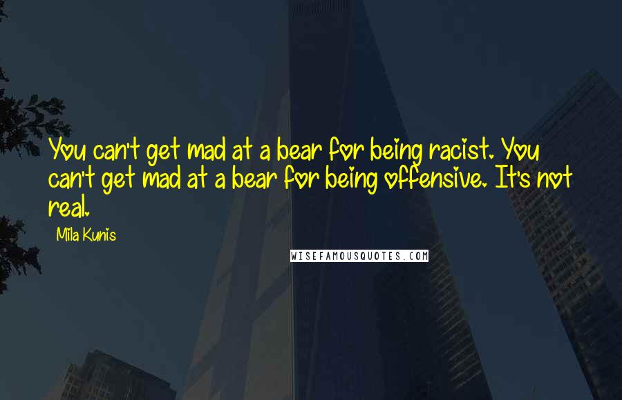 Mila Kunis Quotes: You can't get mad at a bear for being racist. You can't get mad at a bear for being offensive. It's not real.