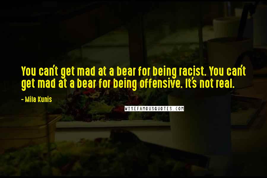 Mila Kunis Quotes: You can't get mad at a bear for being racist. You can't get mad at a bear for being offensive. It's not real.