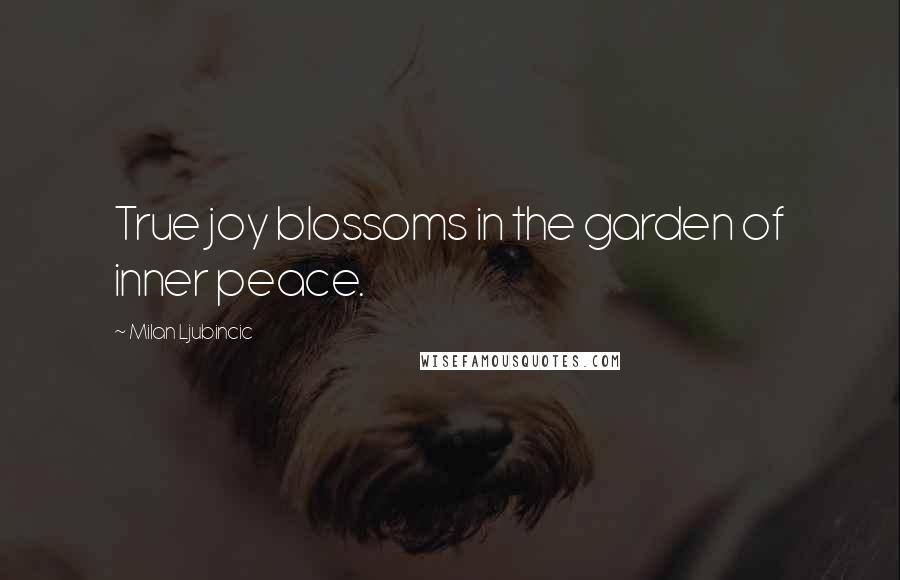 Milan Ljubincic Quotes: True joy blossoms in the garden of inner peace.