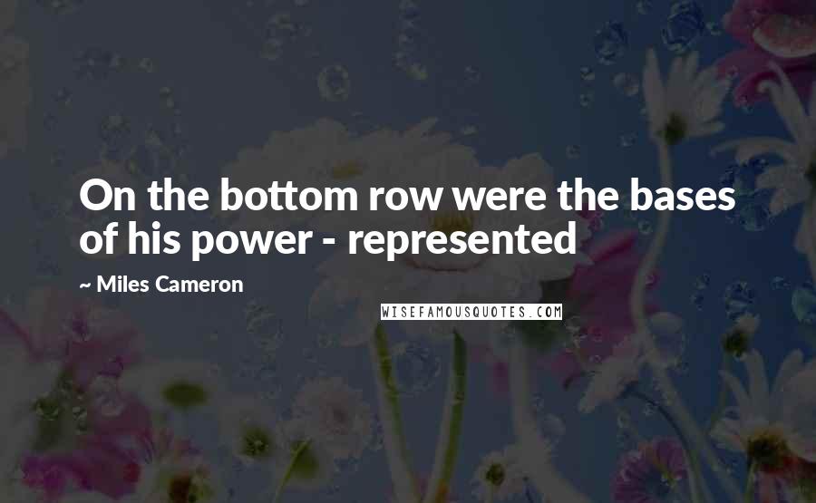 Miles Cameron Quotes: On the bottom row were the bases of his power - represented