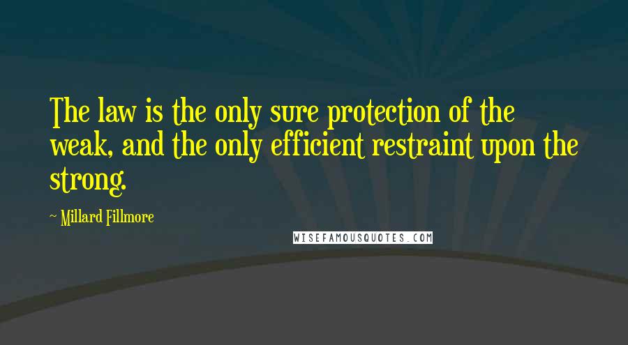 Millard Fillmore Quotes: The law is the only sure protection of the weak, and the only efficient restraint upon the strong.