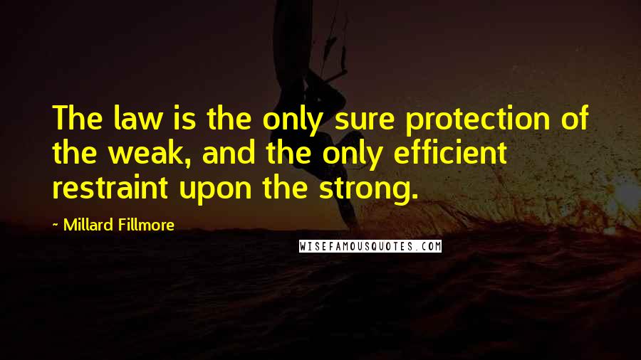 Millard Fillmore Quotes: The law is the only sure protection of the weak, and the only efficient restraint upon the strong.