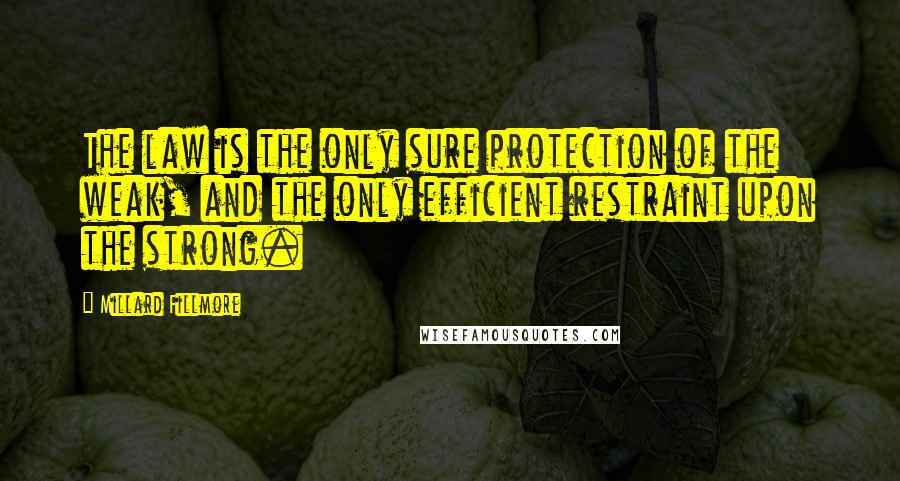 Millard Fillmore Quotes: The law is the only sure protection of the weak, and the only efficient restraint upon the strong.