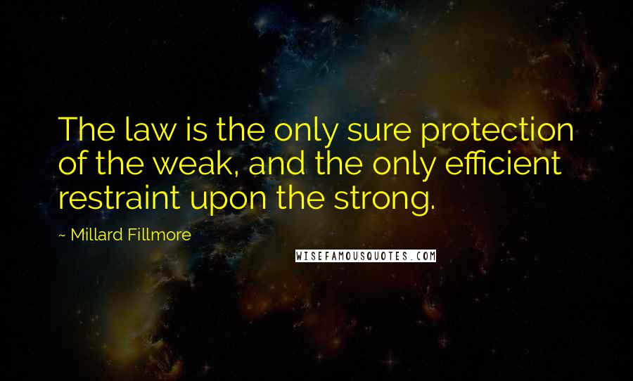 Millard Fillmore Quotes: The law is the only sure protection of the weak, and the only efficient restraint upon the strong.