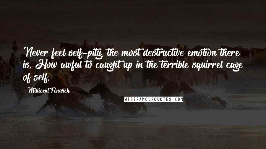 Millicent Fenwick Quotes: Never feel self-pity, the most destructive emotion there is. How awful to caught up in the terrible squirrel cage of self.