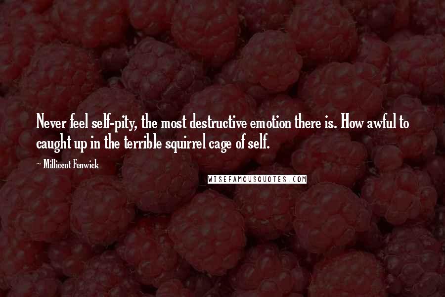 Millicent Fenwick Quotes: Never feel self-pity, the most destructive emotion there is. How awful to caught up in the terrible squirrel cage of self.