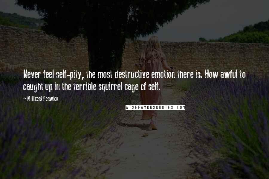 Millicent Fenwick Quotes: Never feel self-pity, the most destructive emotion there is. How awful to caught up in the terrible squirrel cage of self.